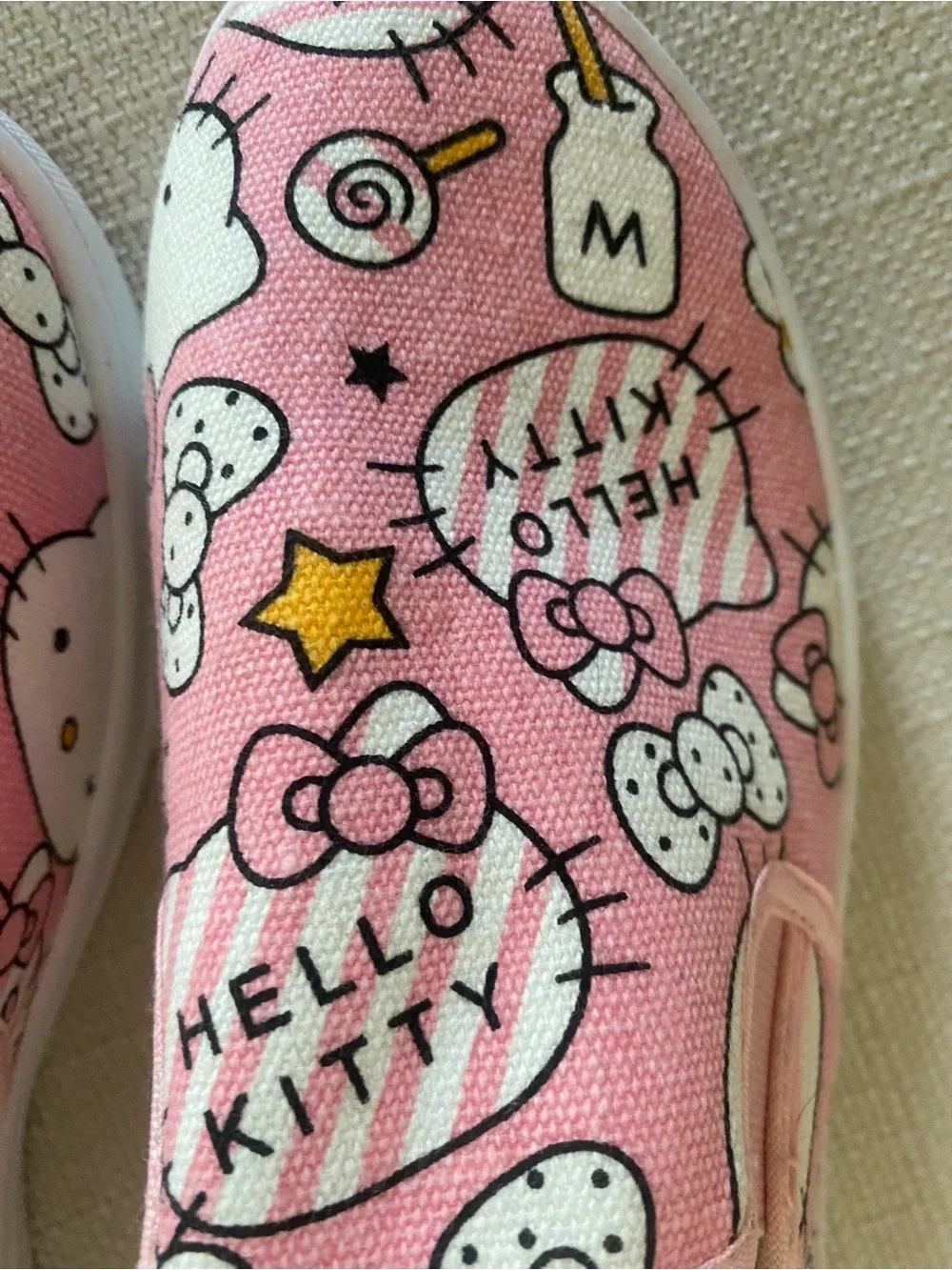 Hello Kitty Pink Canvas Slip-On Sneakers
